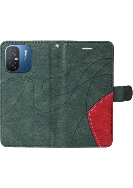 Xiaomi Redmi 12C Iki Renkli Dikiş Için Kılıf Kickstand Koruyucu Pu Flip (Yurt Dışından) indirimleri