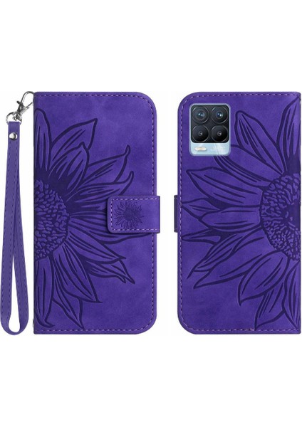 Realme 8 4g Için Kılıf/8 Pro Flip Cüzdan Telefon Kılıfı Kısa Kayış Lüks Pu (Yurt Dışından)