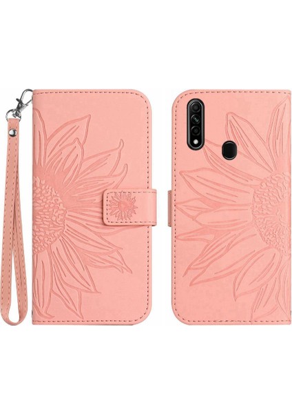 Oppo 2020 2020/A8 Flip Cüzdan Telefon Kılıfı Için Kılıf Kart Pu ile Kısa Kayış (Yurt Dışından)