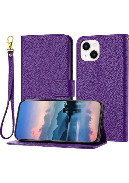 Telefon Kılıfı Için iphone 13 Mini Pu Deri Kart Yuvaları Tutucu Flip Folio Litch (Yurt Dışından)