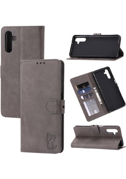 Samsung Galaxy A54 Kabartmalı Tüm Yuvarlak Koruma Kickstand Için Cüzdan Kılıf (Yurt Dışından)