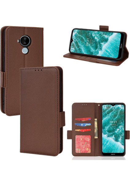 Nokia C30 Pu Deri Yan Toka Kart Yuvaları Tutucu Cüzdan Manyetik (Yurt Dışından)