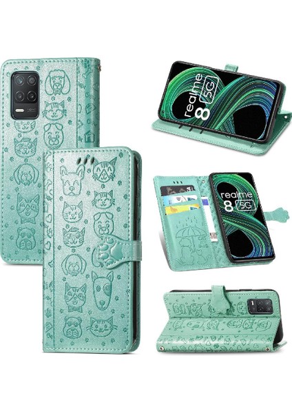 Realme 8 5g Karikatür Hayvanlar Için Kılıf Darbeye Kapak Kapak Kısa Kayış (Yurt Dışından)