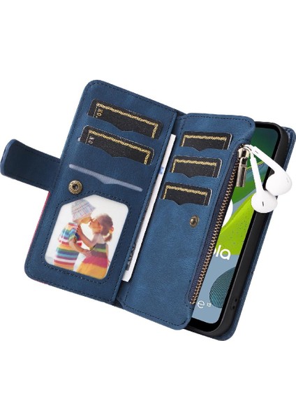 Motorola Moto E13 Fermuar Cüzdan Tarzı Için Kılıf Kart Yuvası Standı Dokuz (Yurt Dışından) indirimleri