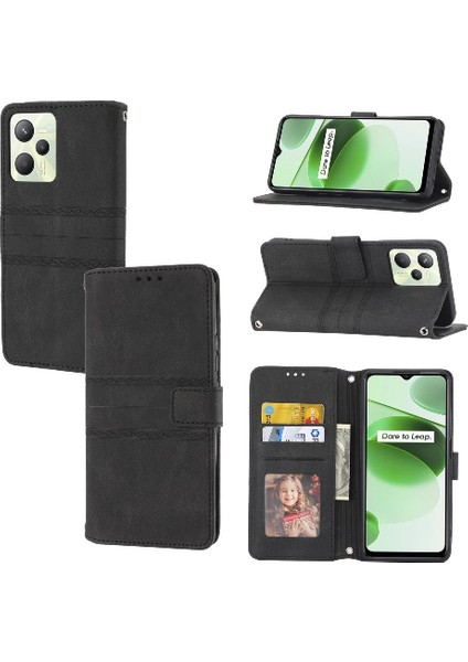 Realme 9 Pro Kickstand Darbeye Koruyucu Cüzdan Kılıf Pu Için Flip Case (Yurt Dışından)