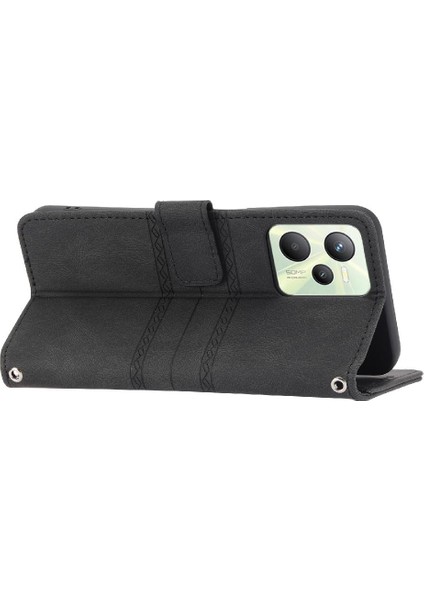 Realme 9 Pro Kickstand Darbeye Koruyucu Cüzdan Kılıf Pu Için Flip Case (Yurt Dışından)