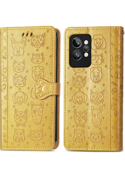 Realme Gt 2 Pro Flip Kapak Için Kılıf Darbeye Karikatür Hayvanlar Kısa Vaka (Yurt Dışından)