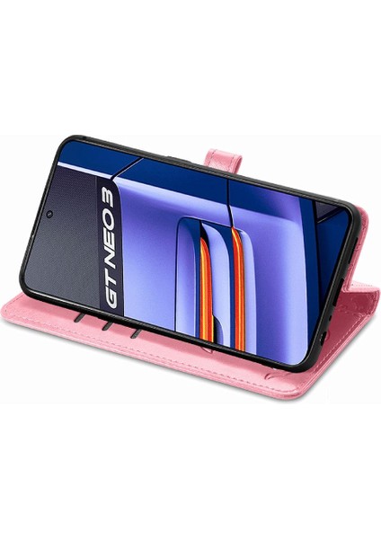 Realme Gt Neo 3 Darbeye Karikatür Hayvanlar Için Kılıf Deri Kılıf Flip (Yurt Dışından)