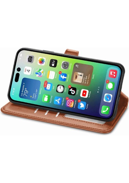 IPhone 14 Için Kılıf Artı Deri Çanta Zarif Iş Moda Tasarımı (Yurt Dışından)