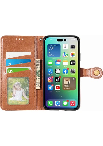 IPhone 14 Için Kılıf Artı Deri Çanta Zarif Iş Moda Tasarımı (Yurt Dışından)
