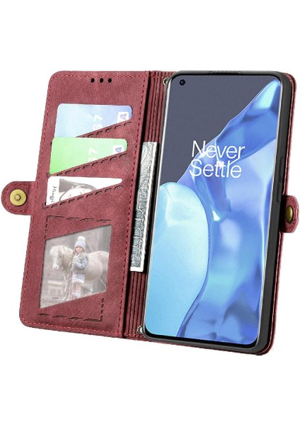 Oneplus 9 Pro Için Flip Case Cüzdan Darbeye Deri Kılıf Kapak Çevirin (Yurt Dışından)