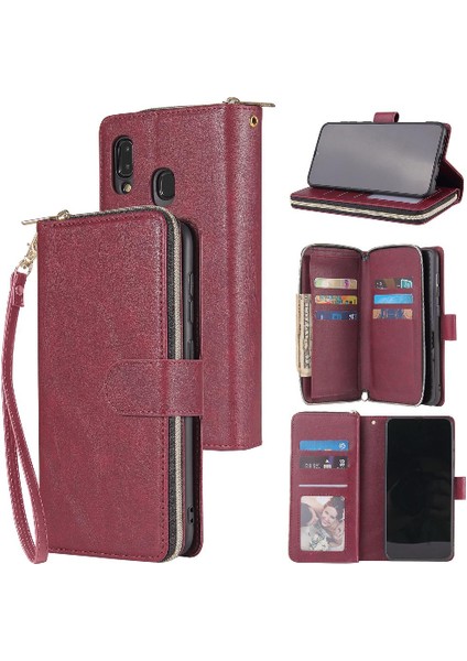 9 Kart Yuvaları ile El Kayışı Cüzdan Kılıf ile Samsung Galaxy A20E Için Kılıf (Yurt Dışından)