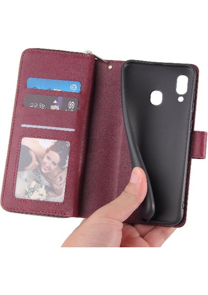 9 Kart Yuvaları ile El Kayışı Cüzdan Kılıf ile Samsung Galaxy A20E Için Kılıf (Yurt Dışından) indirimleri