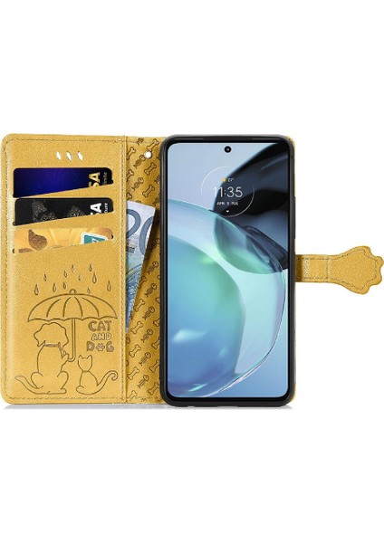 Moto G72 Için Kılıf Deri Kılıf Karikatür Hayvanlar Kapak Çevirin Kısa Kayış (Yurt Dışından) modelleri