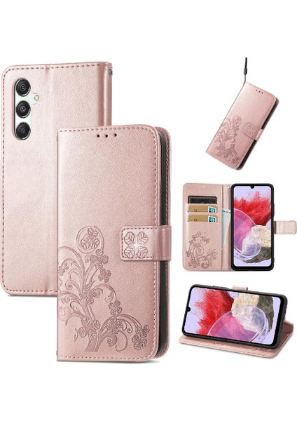 Samsung Galaxy M34 5g Kısa Kayış Dört Yapraklı Yonca Flip Kapak (Yurt Dışından)