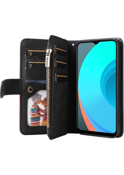 Kart Yuvası Standı Kickstand Koruyucu Fermuar ile Realme C11 Için Kılıf (Yurt Dışından)