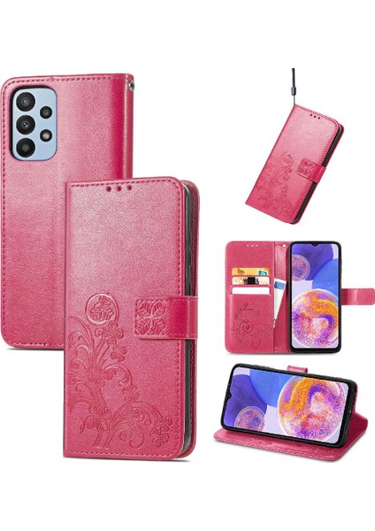 Samsung Galaxy A23 Kısa Kayış Flip Kapak Dört Yapraklı Yonca Durumda (Yurt Dışından)