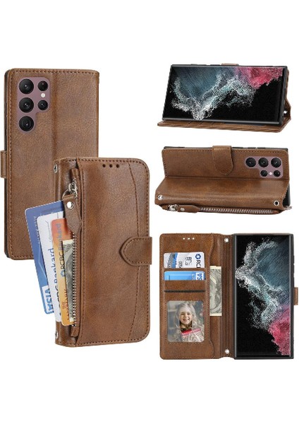 Samsung Galaxy S22 Için Flip Case Ultra 5g Kickstand Kart Tutucu Manyetik (Yurt Dışından)