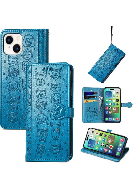 Iphone 14 Için Kılıf Artı Darbeye Karikatür Hayvanlar Deri Kılıf Flip (Yurt Dışından)