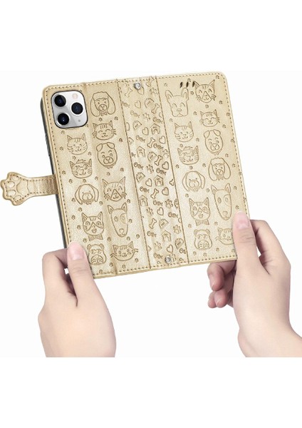 IPhone 11 Için Kılıf Pro Deri Kılıf Kısa Kayış Kapak Kapak Karikatür Hayvanlar (Yurt Dışından)