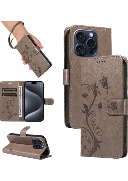 El Kayışı ve Kart Yuvası Yüksek Kaliteli Deri ile IPhone 15 Pro Için Kılıf (Yurt Dışından)