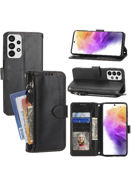 Samsung Galaxy A73 5g Kayış Kart Tutucu Kickstand Pu Için Flip Case (Yurt Dışından)