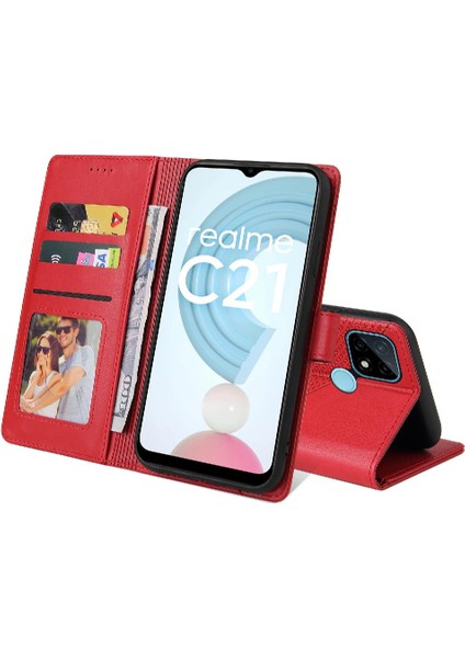 Gx Shop Realme C21 4 Köşe Koruma Kickstand Darbeye Üç Için Flip Case (Yurt Dışından)