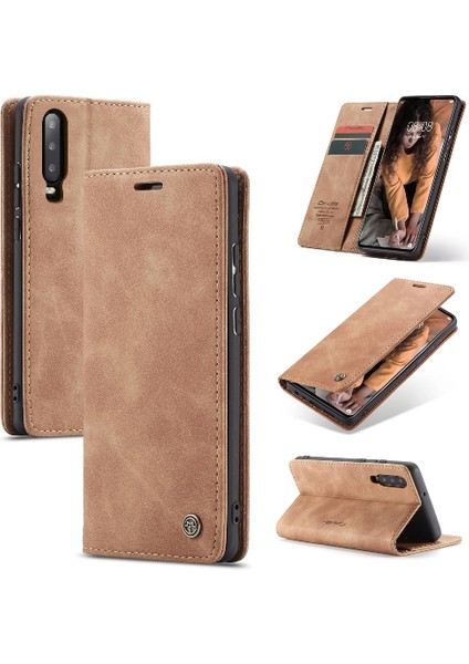 Huawei P30 Durumda Kart Yuvası Kickstand Manyetik Kapatma Vintage Için Flip Case (Yurt Dışından)