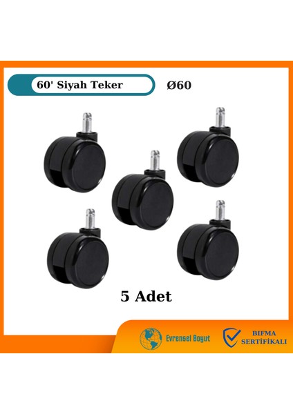 Ofis Koltuğu Tekeri 60MM Sessiz Teker - Çift Renk Koltuk Tekeri