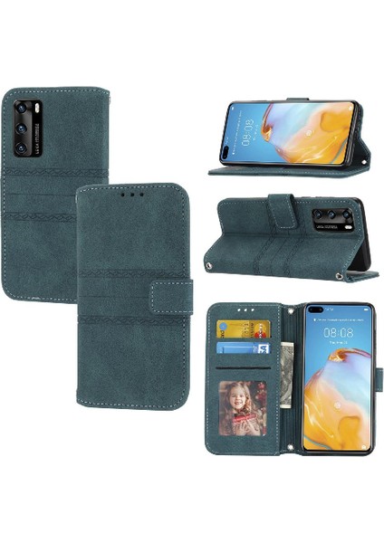 Huawei P40 Pro Kickstand Pu Deri Cüzdan Kılıf Için Flip Case Darbeye (Yurt Dışından)