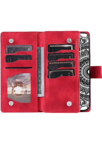 Kırmızı Dikey Çizgili Karbon Fiber Pu Eklenmiş IPhone 13 Mini Için Kılıf (Yurt Dışından)