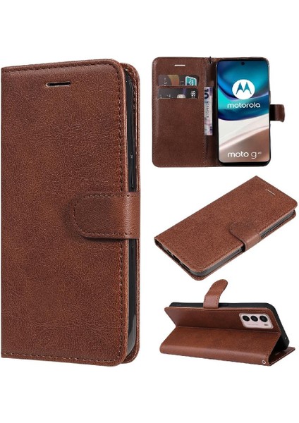 Motorola Moto G42 Yüksek Kaliteli Deri Iş Cüzdan Telefon Için Flip Case (Yurt Dışından)