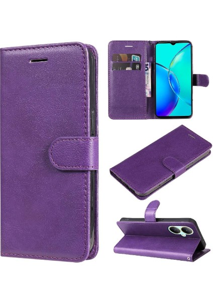 Vivo Y35 Artı 5g Iş Cüzdan Telefon Kılıfı Için Flip Case Klasik Katı (Yurt Dışından)
