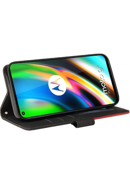 Motorola Moto G9 Artı Iki Renkli Dikiş Pu Deri Flip Folio Için Kılıf (Yurt Dışından) fiyatları