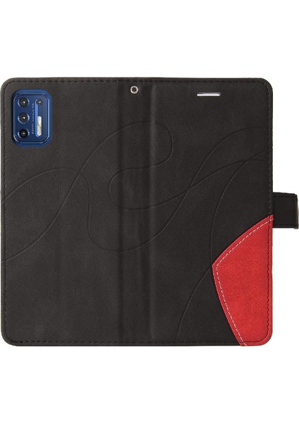 Motorola Moto G9 Artı Iki Renkli Dikiş Pu Deri Flip Folio Için Kılıf (Yurt Dışından) indirimleri