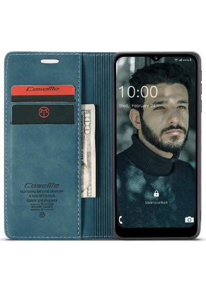 Samsung Galaxy A02S Için Flip Case Vintage Pu Deri Cüzdan Flip Folio (Yurt Dışından)
