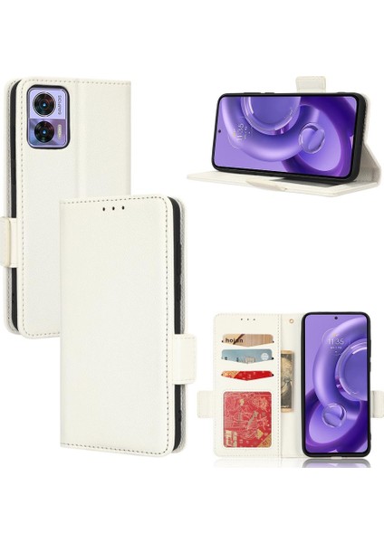 Motorola Moto Kenar 30 Lite Pu Deri Cüzdan Manyetik Kart Yuvaları Için Kılıf (Yurt Dışından)