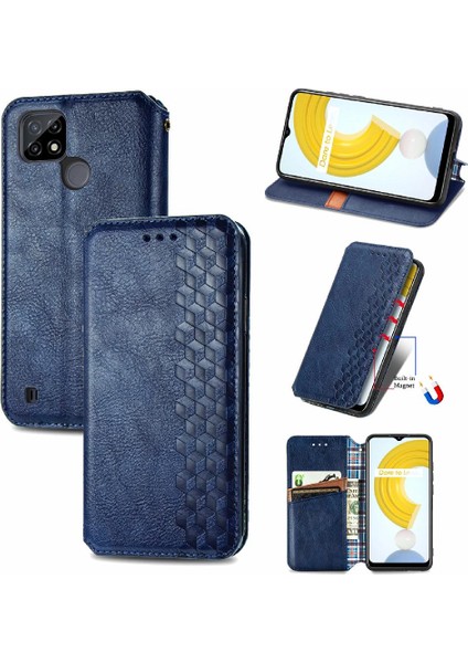 Oppo Realme C21Y Cüzdan Fonksiyonu Için Kılıf Deri Kılıf Kapak Kapak Moda (Yurt Dışından)