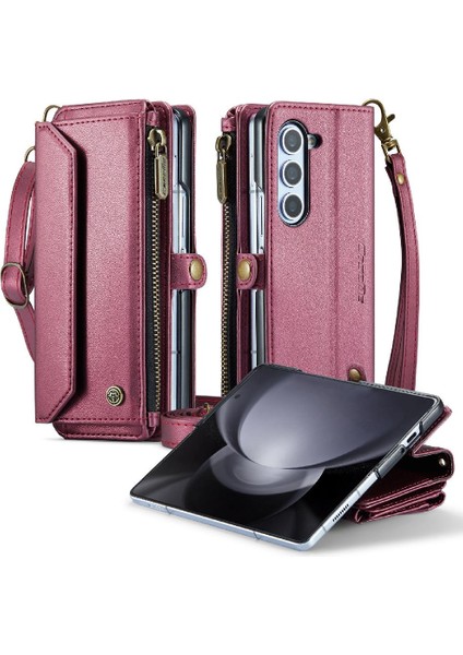 Samsung Galaxy Z Için Crossbody Durumda Kat 5 5g Kılıf Cüzdan Kart Tutucu Rfid (Yurt Dışından)