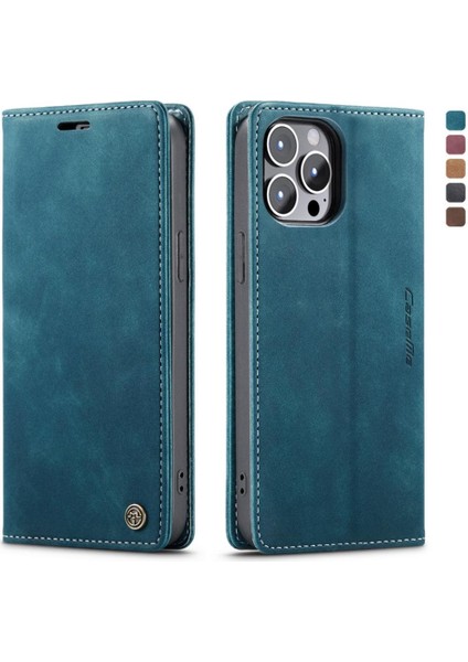Iphone 14 Için Flip Case Pro Max Vintage Pu Deri Cüzdan Manyetik Kapatma (Yurt Dışından)