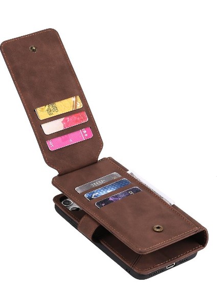 IPhone 15 Için Kılıf Pro Kart Tutucu Kickstand Cüzdan Flip Folio Pu Deri (Yurt Dışından)
