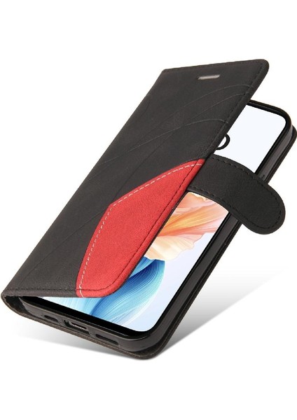 Oppo A79 5g Kickstand Koruyucu Iki Renkli Dikiş Pu Deri Için Kılıf (Yurt Dışından)