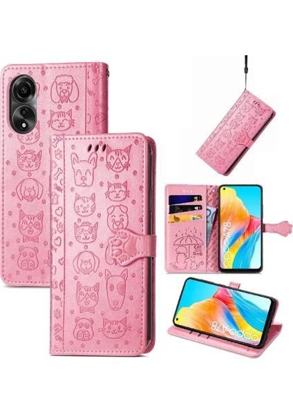 Oppo A78 4g Için Kılıf Deri Kılıf Kapak Çevirin Darbeye Kısa Kayış (Yurt Dışından)
