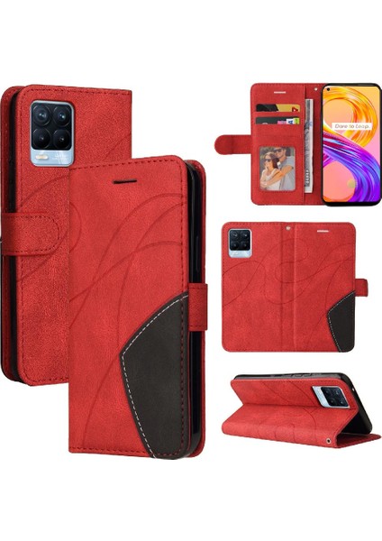 Realme 8 4g Için Kılıf/8 Pro Pu Deri Kart Yuvası Standı ile Folio Kılıf Çevirin (Yurt Dışından)