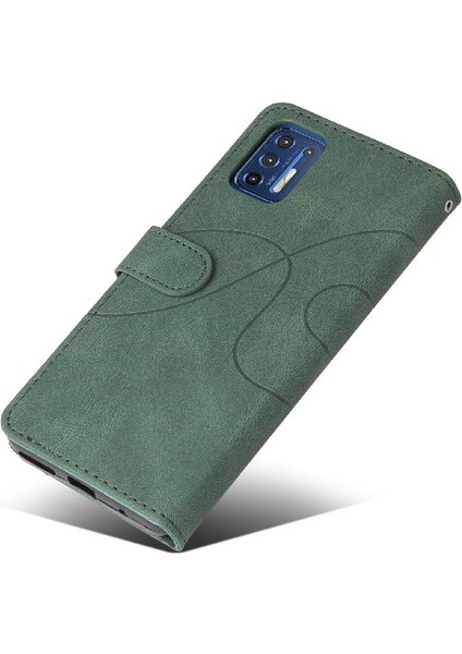 Motorola Moto G9 Artı Iki Renkli Dikiş Pu Deri Flip Folio Için Kılıf (Yurt Dışından) fırsatları