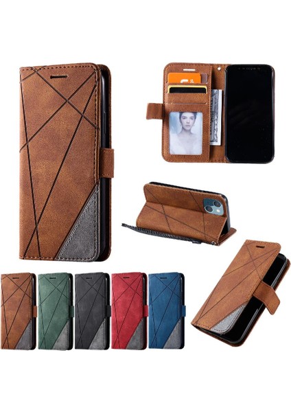 IPhone 13 Için Kılıf Pu Deri Cüzdan Flip Folio Darbeye Manyetik Kart (Yurt Dışından)