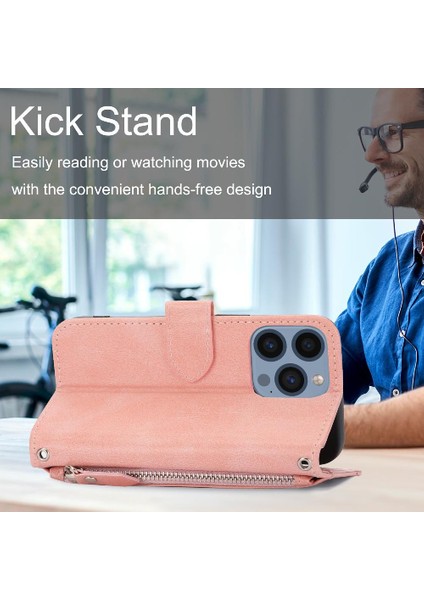 Iphone 14 Için Flip Case Pro Max Kickstand Manyetik Kapatma Pu Deri (Yurt Dışından)