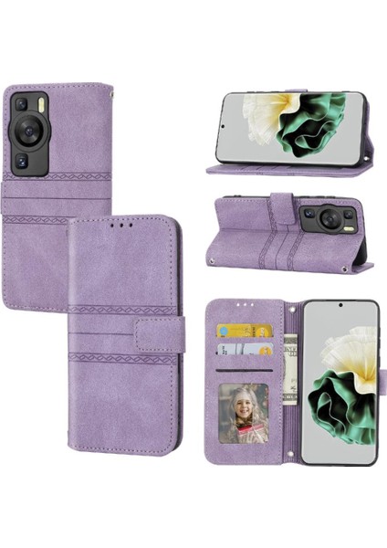 Huawei P60 Manyetik Kapatma Cüzdan Kılıf Kickstand Pu Için Flip Case (Yurt Dışından)