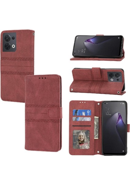 Oppo Oppo 8 5g Için Flip Case Kickstand Cüzdan Kılıf Darbeye Koruyucu (Yurt Dışından)