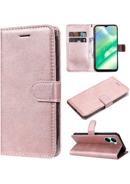 Kart Yuvası Klasik Katı ile Realme C33 Yüksek Kaliteli Deri Için Flip Case (Yurt Dışından)